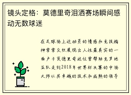 镜头定格：莫德里奇泪洒赛场瞬间感动无数球迷